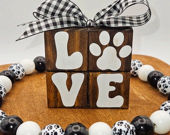 Love Dog Blocks: Farmhouse Tiered Tray Decor, Dog Lover Gift