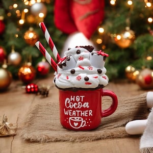Faux Hot Chocolate, Faux Hot Cocoa, Christmas Mini Mug, Christmas Tier Tray, Christmas Tray Decor, Hot Cocoa Bar Decor, Holiday Tray Decor