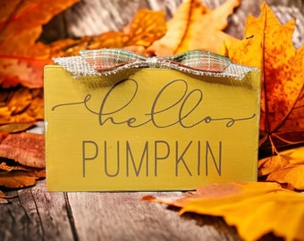 Hello Pumpkin Fall Wood Sign, Tiered Tray Decor