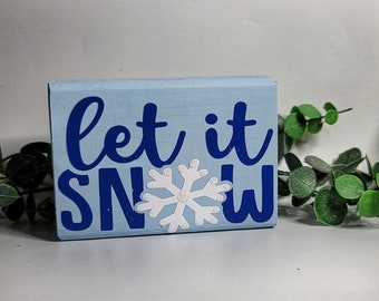 Let It Snow Winter Tiered Tray Sign, Farmhouse Style Decor