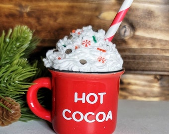 Faux Hot Chocolate, Faux Hot Cocoa, Christmas Mini Mug, Christmas Tier Tray, Christmas Tray Decor, Hot Cocoa Bar Decor, Holiday Tray Decor