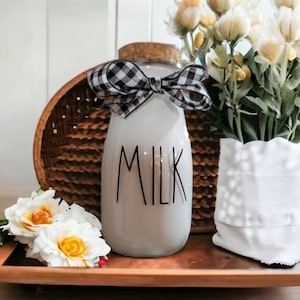 Faux Milk Bottle Decor: Farmhouse Tiered Tray Decor