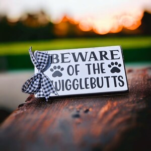 Dog Tiered Tray Decor - Beware Of The Wigglebutts, Dog Theme Home Decor, Tiered Tray Decor, Dog Mom, Farmhouse Dog Decor, Dog Mini Sign