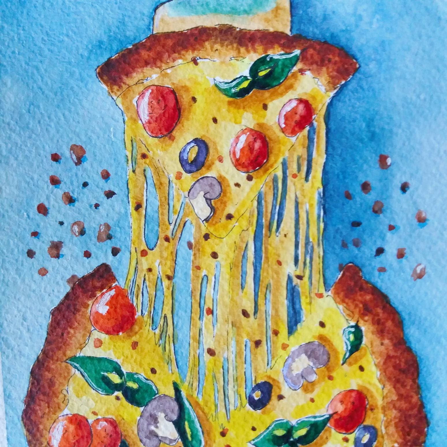 Pizza painting food painting pizzeria decor original hand Etsy