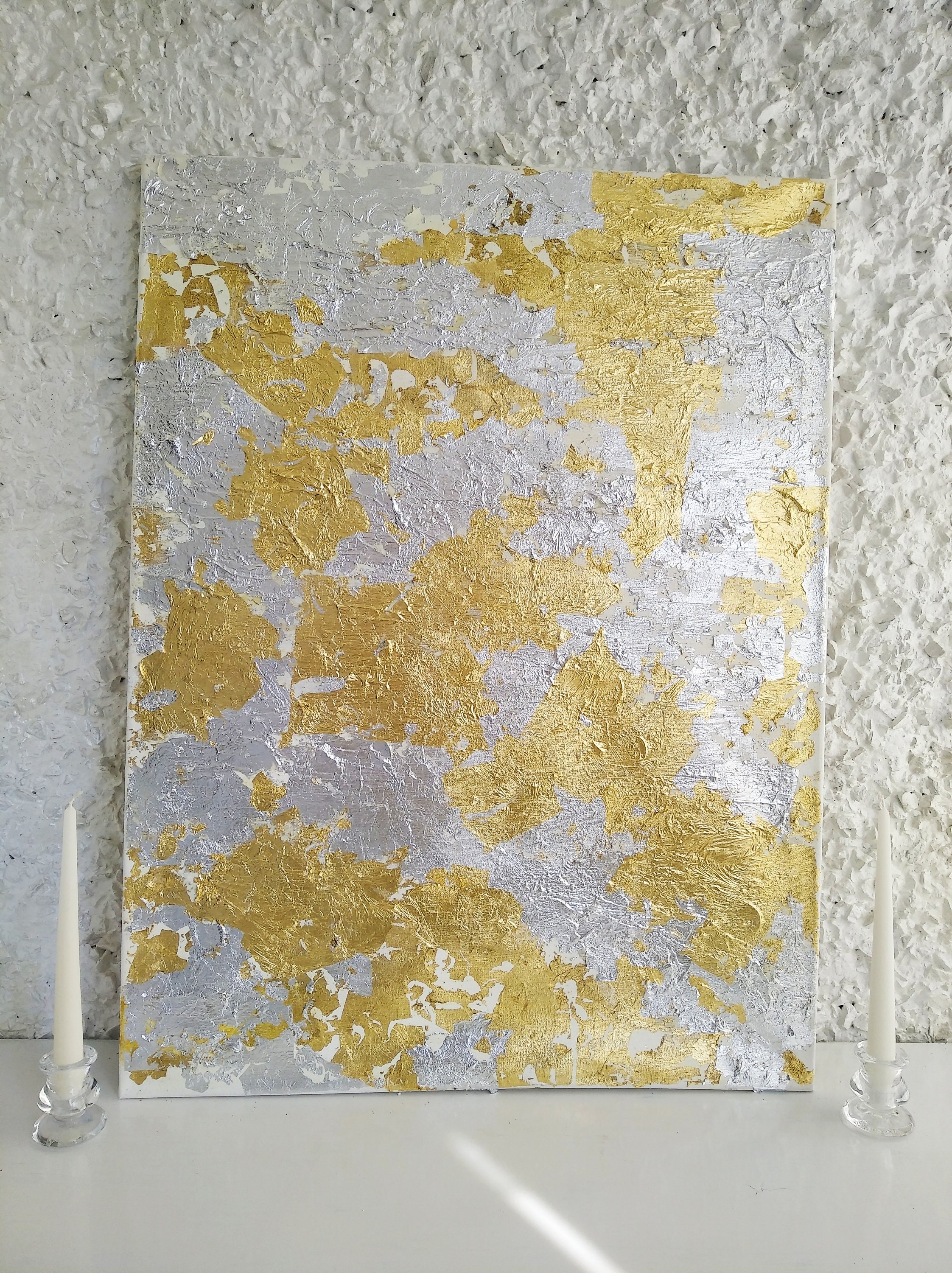 Wall textured decor gold silver interior original abstract Etsy