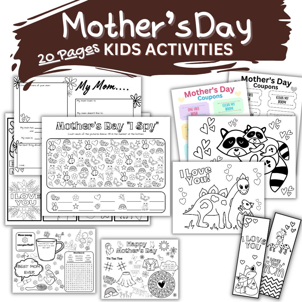 Mother's Day Printable PDF Activities Bundle for Kids Fun and Creative ...