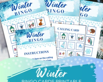 Winter Bingo Cards Printable/ 18 Pages/PDF/ Instant Download/ Winter Bingo Game / Christmas Bingo / Holiday Bingo / Family Game