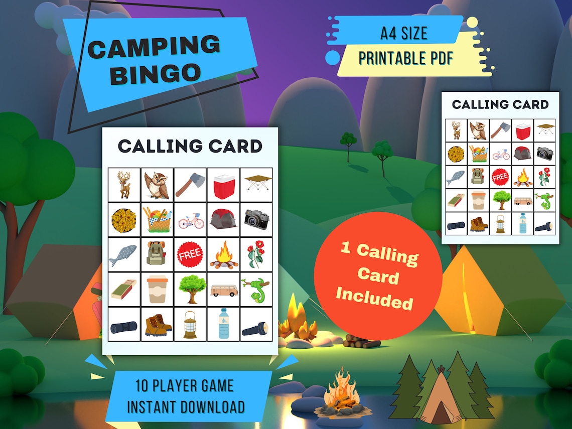 Camping Bingo Printable / 11 Printable Camping Bingo Cards / Camping ...