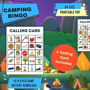 Camping Bingo Printable / 11 Printable Camping Bingo Cards / Camping ...