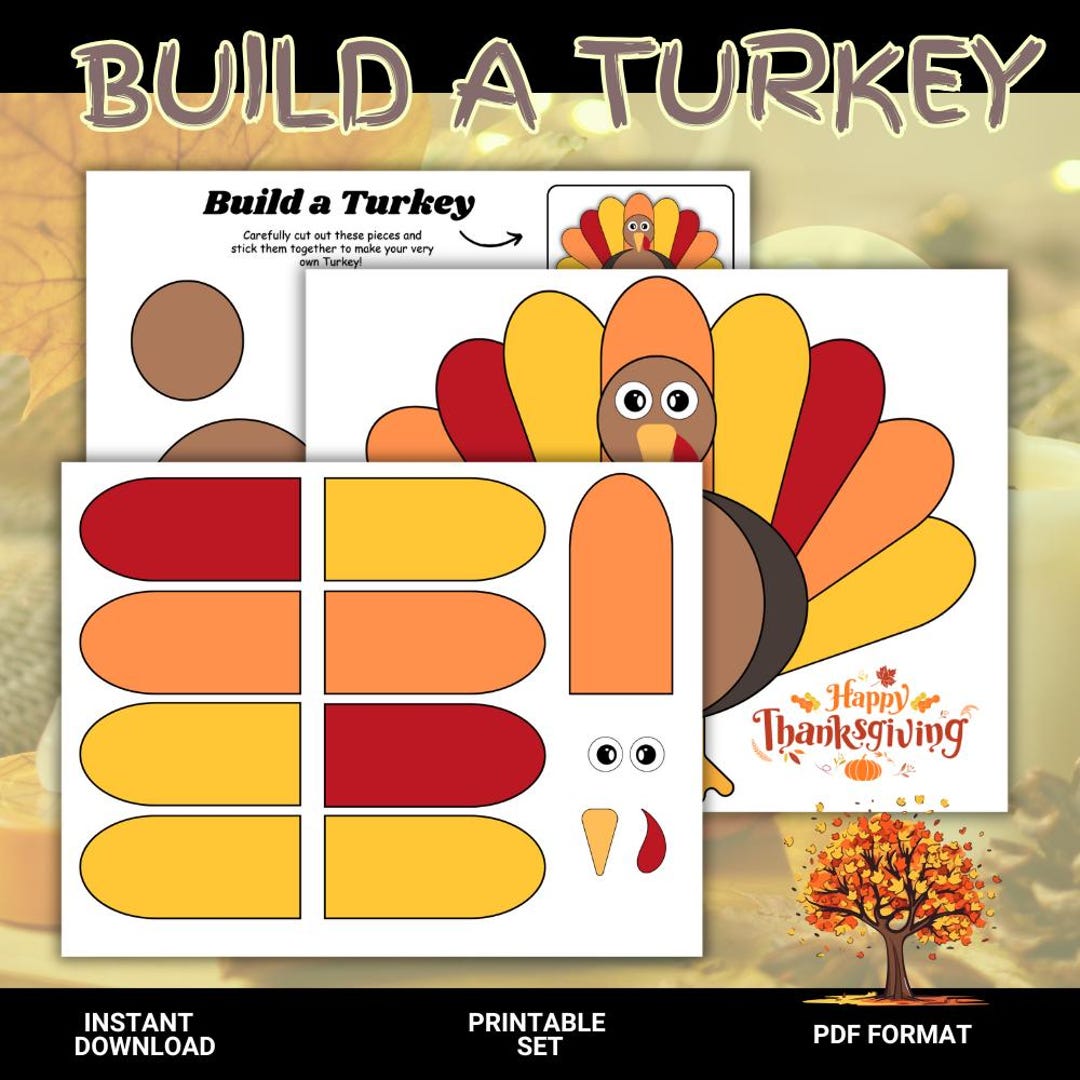 Build a Turkey Craft / Printable / Cut & Paste / Thanksgiving Activity ...