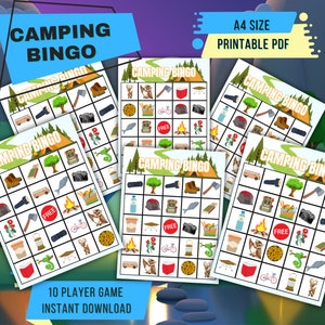 Camping Bingo Printable / 11 Printable Camping Bingo Cards / Camping ...