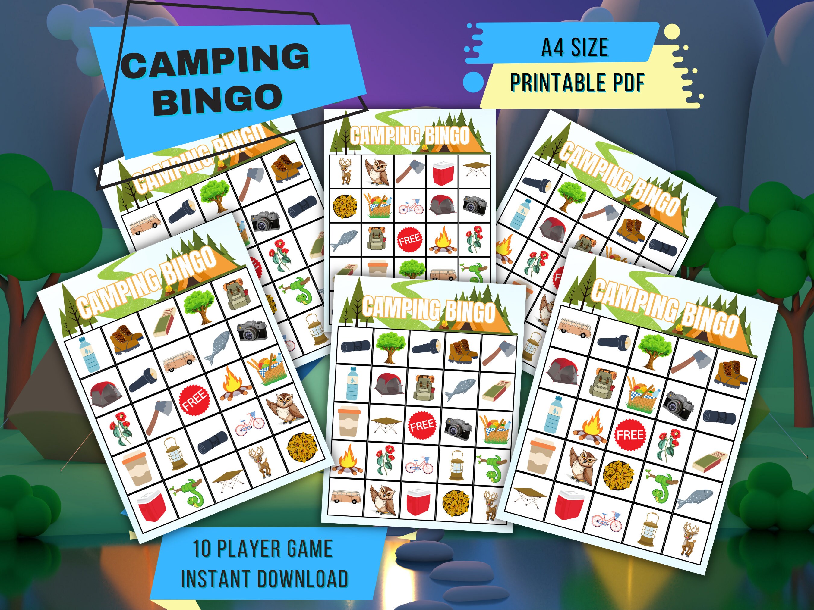 Camping Bingo Printable / 11 Printable Camping Bingo Cards / Camping ...