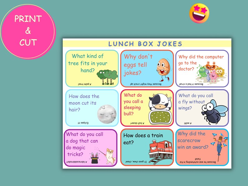 Lunch Box Jokes Printables / for Kids / Lunch Box Notes / Funny Jokes
