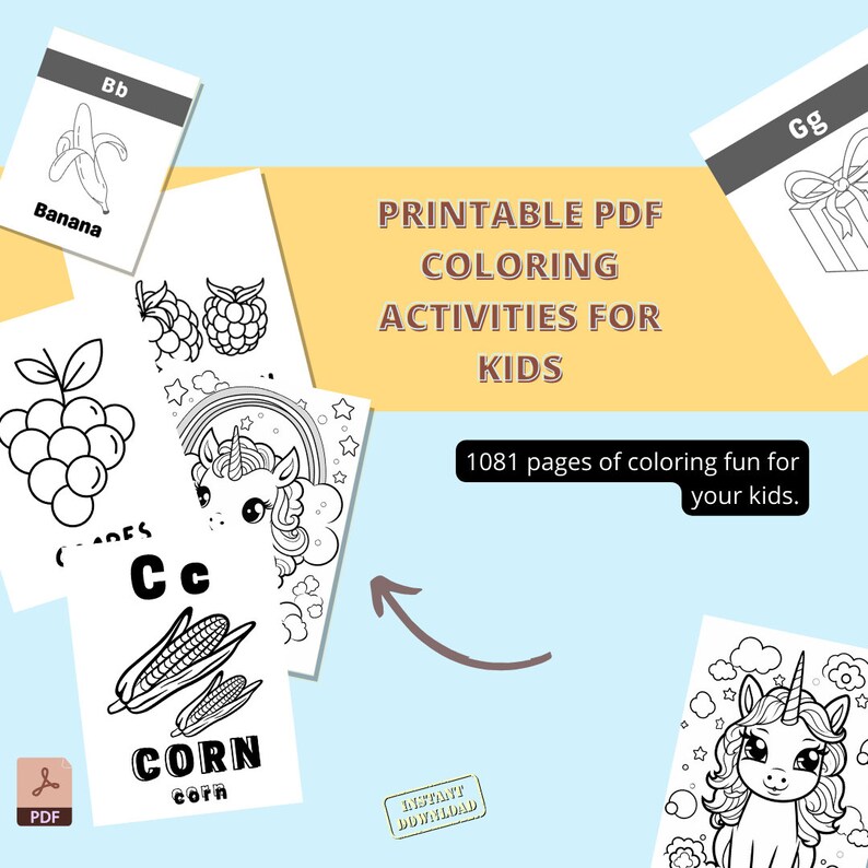 Coloring Pages for Kids Printable Bundle, 1081 Pages, Coloring Sheets ...
