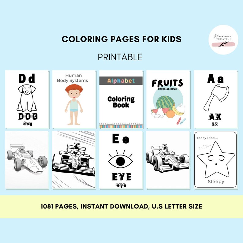 Coloring Pages for Kids Printable Bundle, 1081 Pages, Coloring Sheets ...