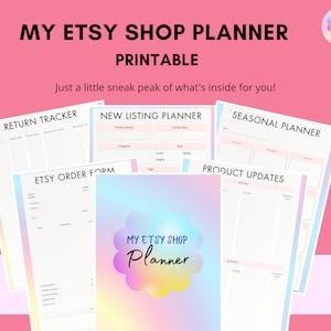 Etsy Shop Planner Printable / 43 Pages / PDF / Rainbow Pastel Theme / DIY into a Book or Binder Format / Sell on Etsy / Online Shop Planner