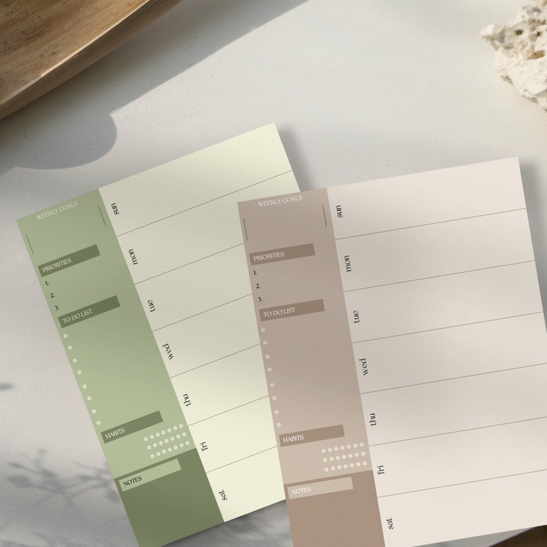 Weekly Notepad | Monochromatic Colors | Cute Weekly Planner Pad ...