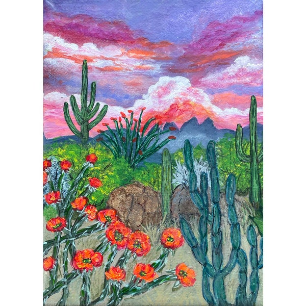 Desert Landscape magnet 2.5"x3.5", Arizona print, AZ Gifts, Arizona Souvenir, Artwork Print magnet - Ava M13