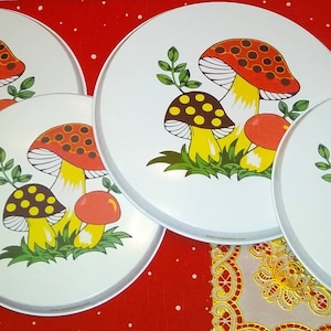 Housses de cuisinière Sears sur le thème Champignons joyeux - x4 + aimant photo Champignons joyeux