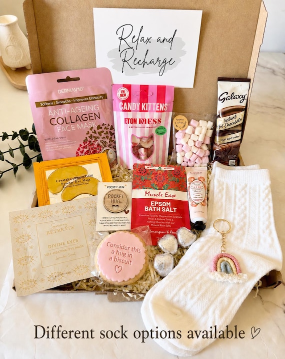 Hug in a Box for Her - Pamper Hamper - Get Well Soon Recovery Gift - Sympathy Gift Box - Thinking of You - Letterbox Gift - Care Package