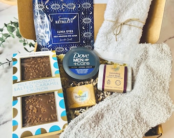 Mens Care Package - Hug in a Box - Mens Pamper Gift - Birthday Gift for Him - Self Care Gift - Get Well Soon - Thinking of You - Treat Box