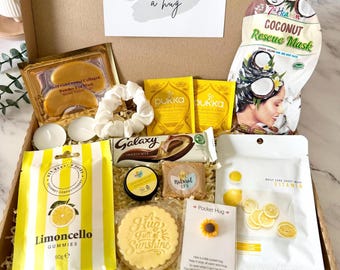 Box Of Sunshine Hug in a Box - Pamper Hamper - Get Well Soon Recovery Gift - Sympathy Thinking of You Gift - Letterbox Gift - Care Package