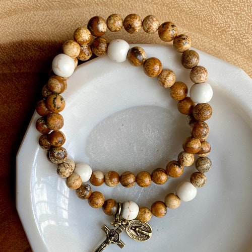 Rosary Stretch Wrap Bracelet DOUBLE WRAP picture Jasper and Etsy
