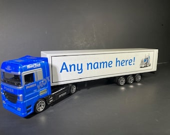 Personalized toy truck, customized with your child's name on the side of the truck: birthday, Christmas, any event for children!