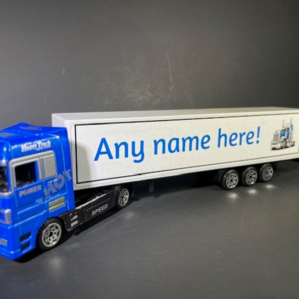 Personalized toy truck, customized with your child's name on the side of the truck: birthday, Christmas, any event for children!