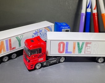 Personalized toy truck your child can color and draw their own picture on!