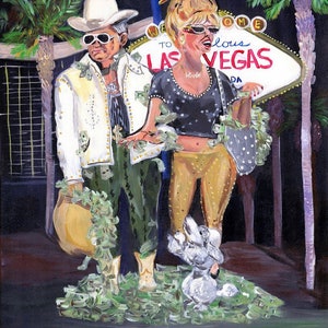 Impresión artística de Las Vegas / Impresión giclée del Strip de Las Vegas / Pintura enmarcada de Las Vegas / Letrero del Strip de Las Vegas / Arte pop de Buck y Winnie