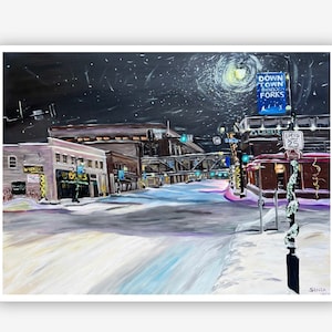 Grand Forks Giclee Print | Signed and Numbered Limited Edition | North Dakota  Decor | Downtown Grand Forks | Snowscape