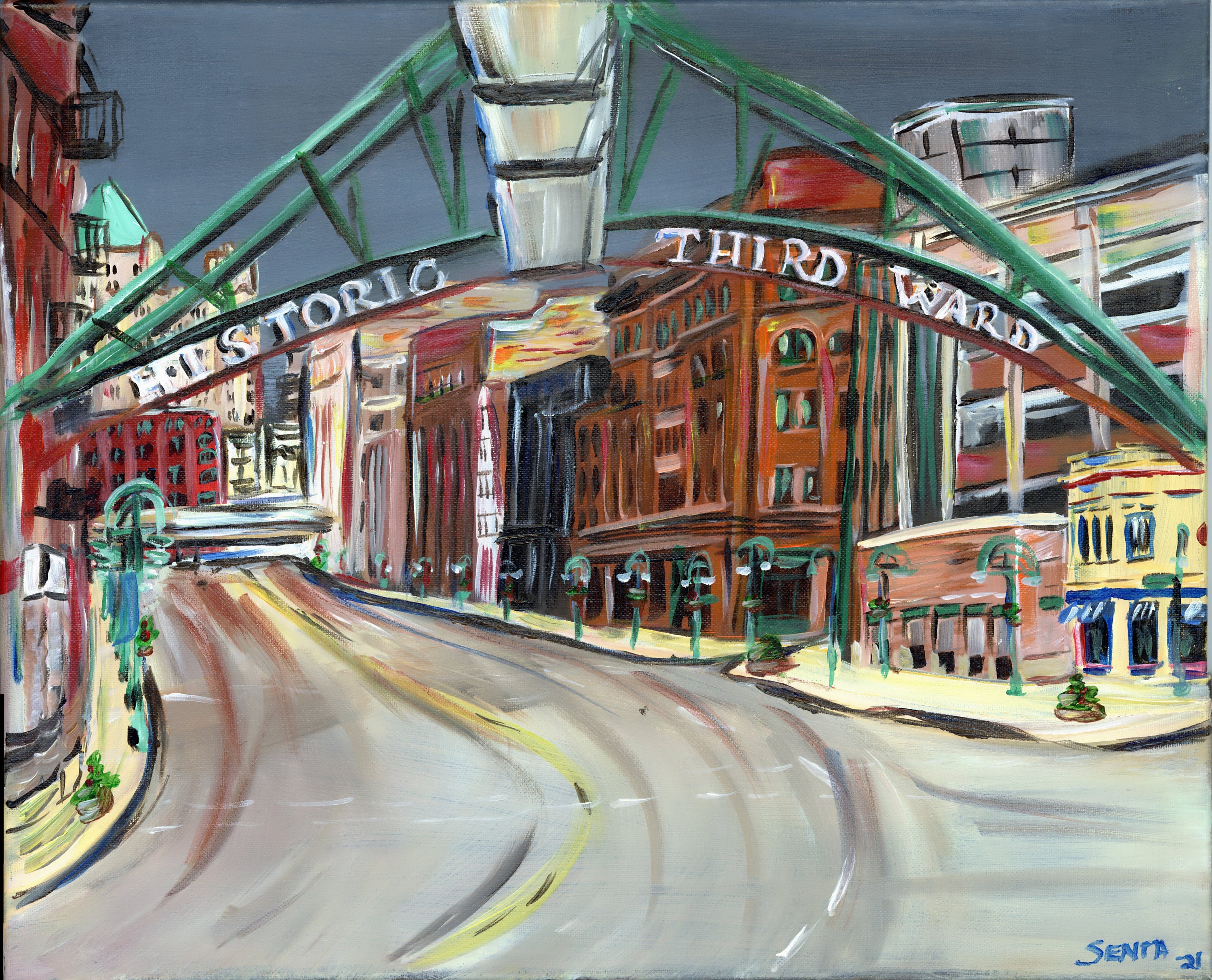 Milwaukee Painting Print Giclee Fine Art Print Milwaukee Downtown Art