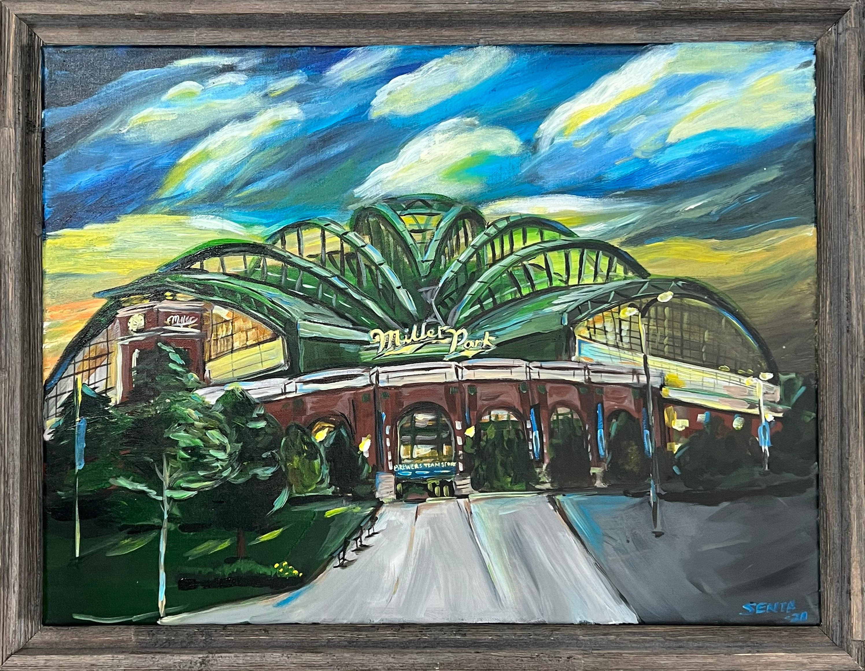 Milwaukee Brewers Painting Miller Park 18x24 Acrylic on Etsy