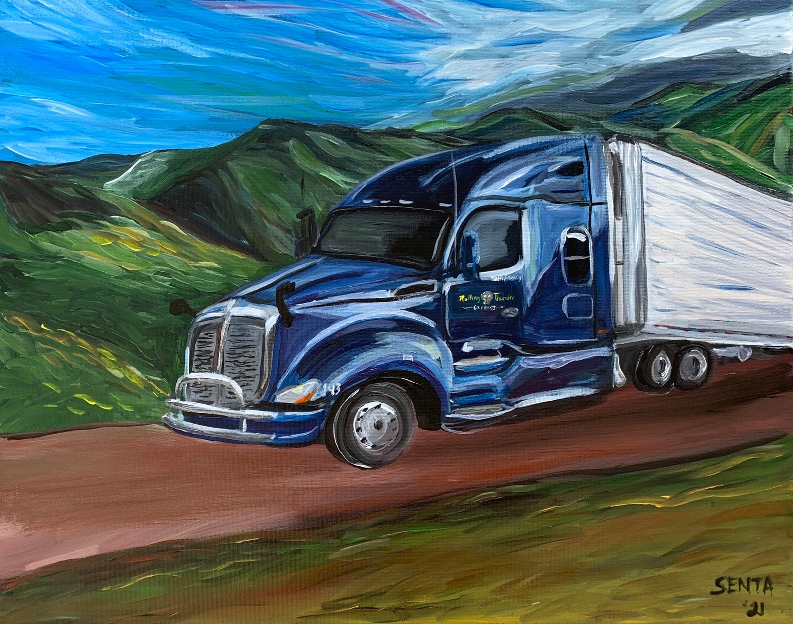 Custom Semi Truck Painting Acrylic on Canvas Commissioned Etsy