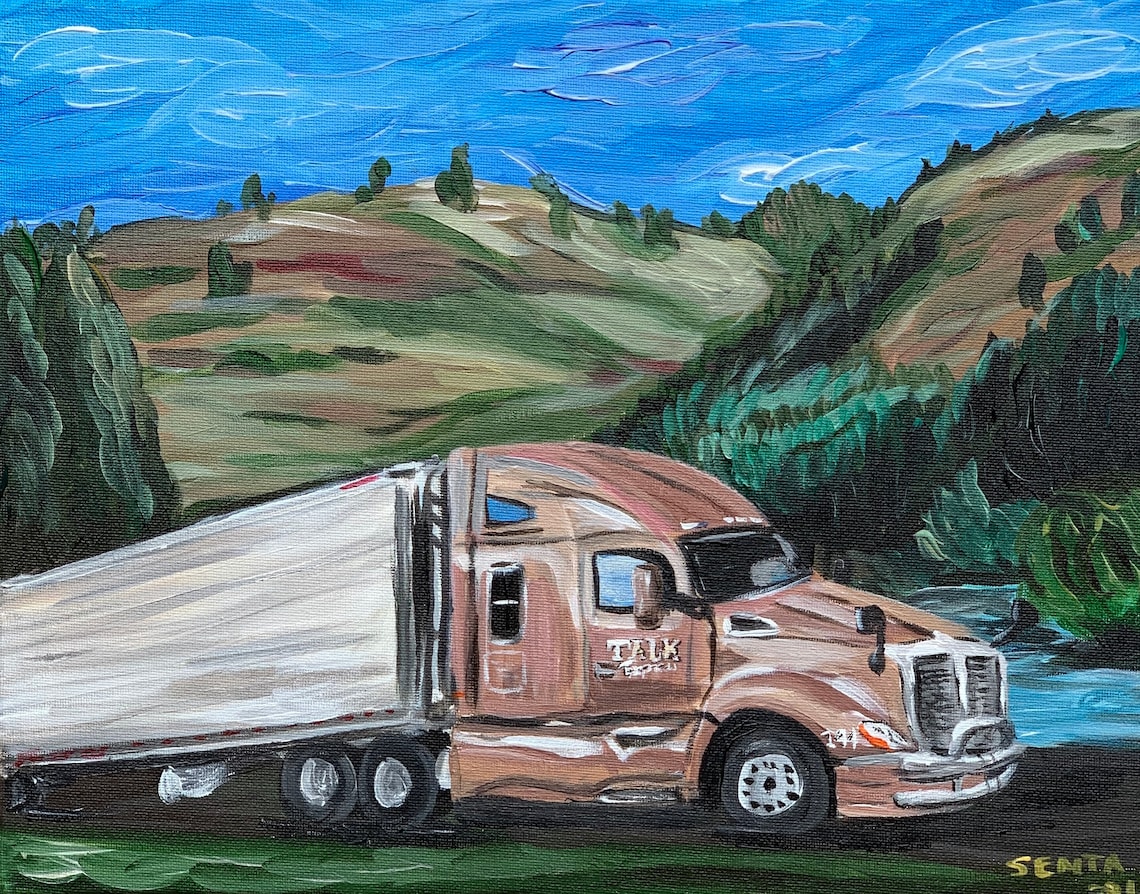 Custom Semi Truck Painting Acrylic on Canvas Commissioned Etsy