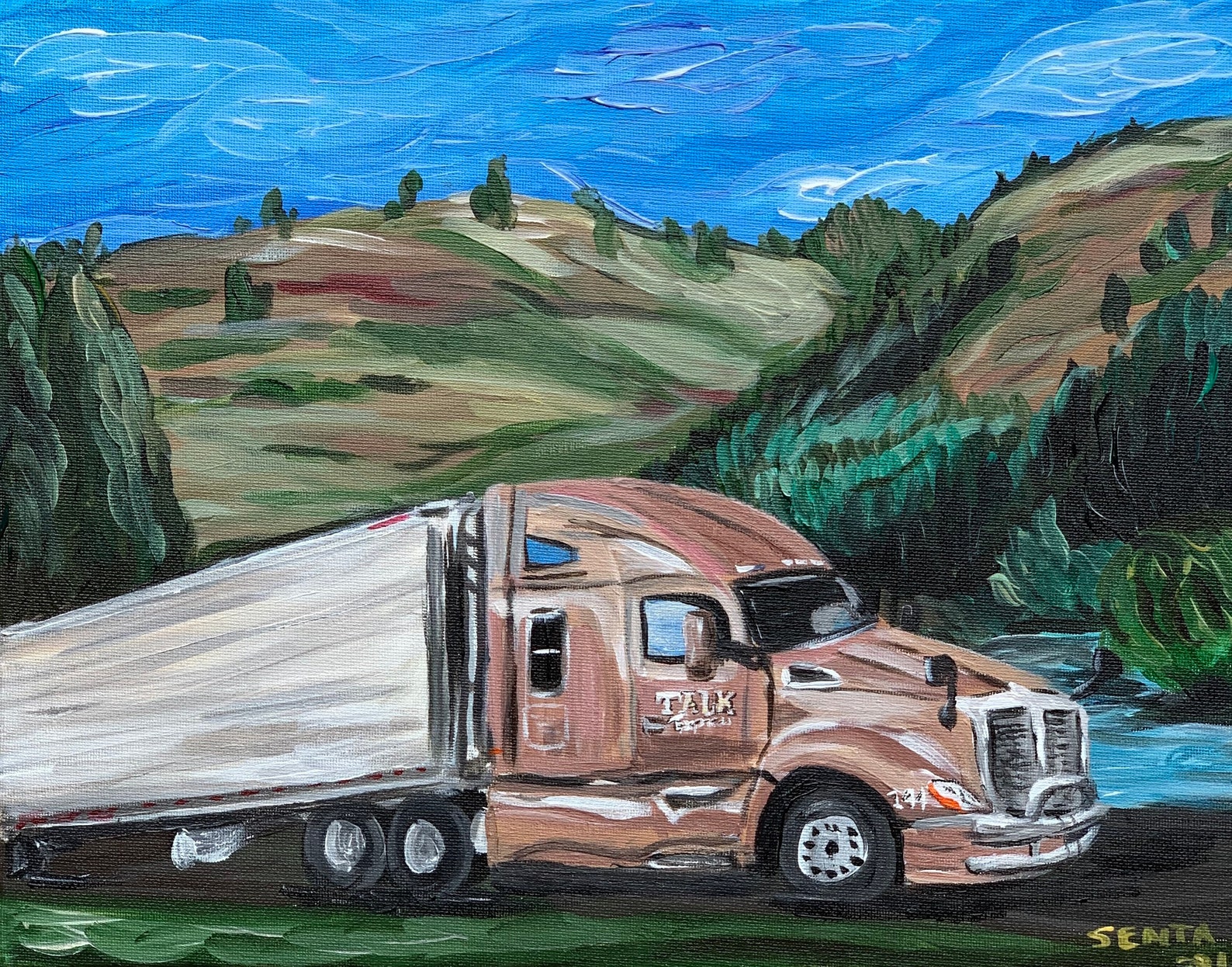 Custom Semi Truck Painting Acrylic on Canvas Commissioned Etsy