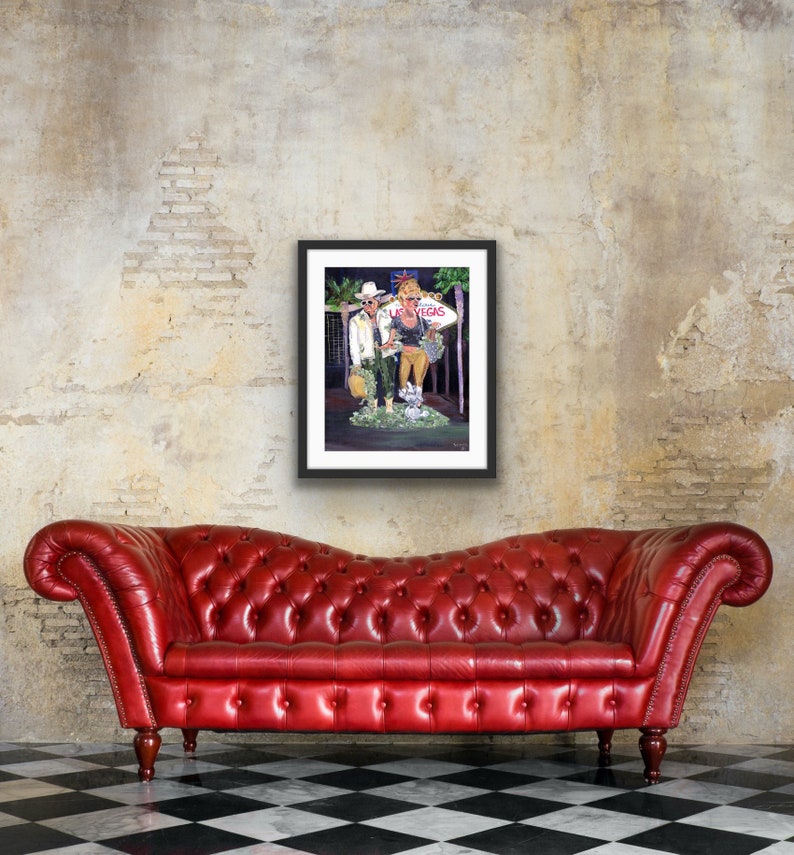 Las Vegas Art Print Las Vegas Strip Giclee Print Framed Vegas Painting
