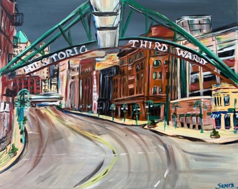 Pintura del centro de Milwaukee / Tercera sala de Milwaukee / Enmarcado 16x20 Acrílico Wisconsin Home Decor