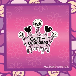 Goth Princess Drippy Crown Vinyl Sticker