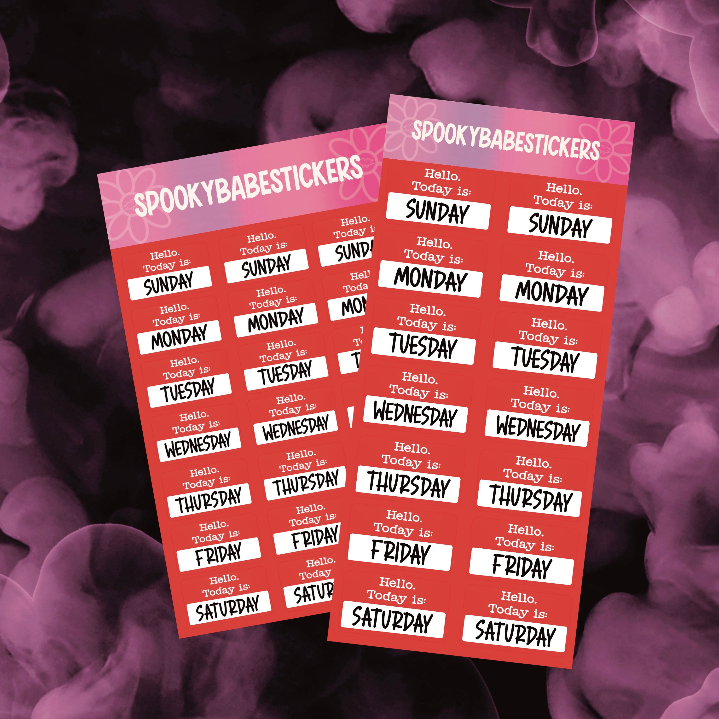 Hello Name Tag Day Covers Matte Sticker Sheet free Sticker Etsy