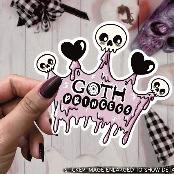 Goth Princess Drippy Crown Vinyl Sticker