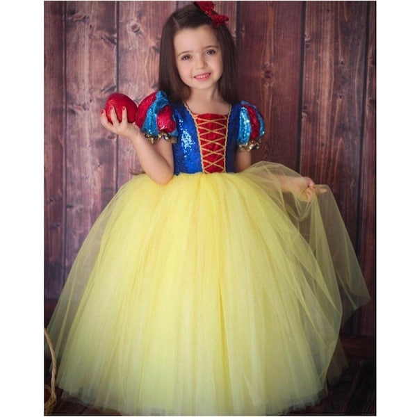 Disfraz de Blancanieves, vestido de cumpleaños de Blancanieves, vestido de princesa, disfraz de princesa para niñas, disfraz de princesa estilo vestido TUTU.