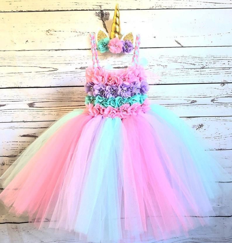 ZUCOS Costume de licorne pour fille avec lumières - Robe tutu - Rob