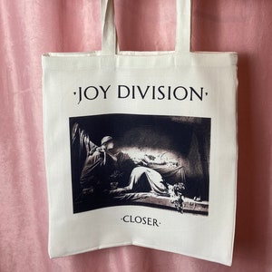 Joy Divisions - Closer - Handmade Linen Tote Bag - Canvas shopping bag 100% recycled eco friendly grunge indie shoegaze lofi goth music