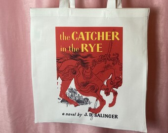 The Catcher in the Rye - Handmade Linen Tote Bag - Canvas shopping bag 100% recycled eco friendly grunge indie shoegaze lofi music