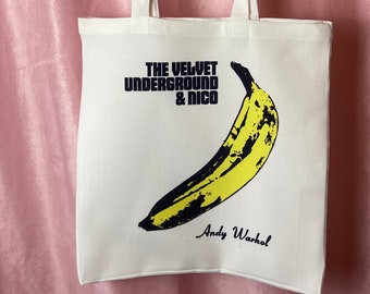 The Velvet Underground & Nico - Handmade Linen Tote Bag - Canvas shopping bag 100% recycled eco friendly indie shoegaze lofi 60s music