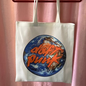 Daft Punk - Around the World - Handmade Linen Tote Bag - Canvas shopping bag 100% recycled eco friendly french house electro pop synth music
