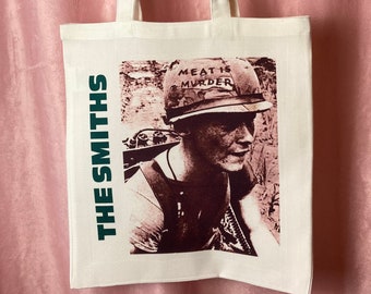 The Smiths - Meat Is Murder - Handmade Linen Tote Bag - Canvas shopping bag 100% recycled eco friendly grunge indie shoegaze lofi 80s music