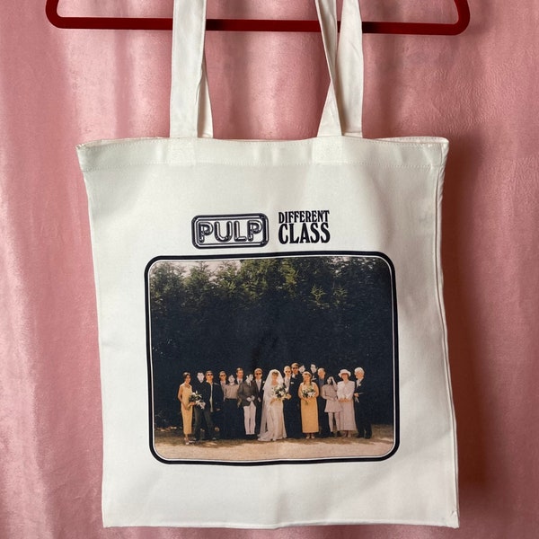 Pulp - Different Class - Handmade Linen Tote Bag - Canvas shopping bag 100% recycled eco friendly grunge indie brit pop lofi music